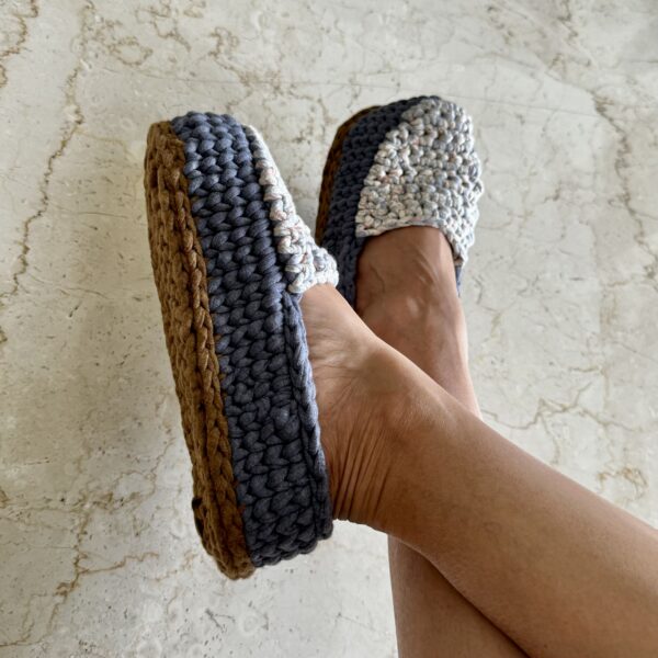 Image of Indoor Shoes Unisex Grey Off white Brown Dark denim