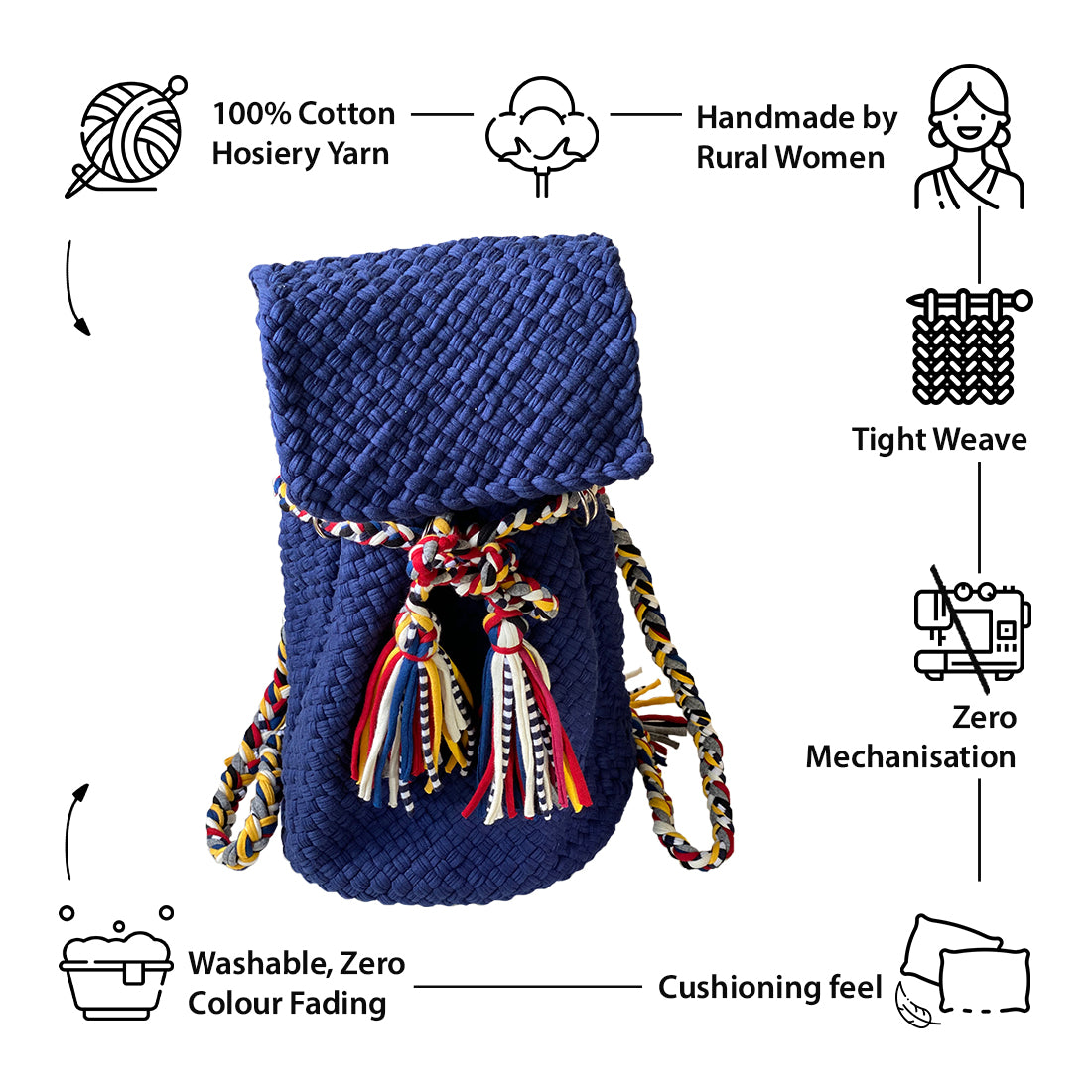 Image of Backpack Dark Blue Color Classic Collection | Shoulder carry