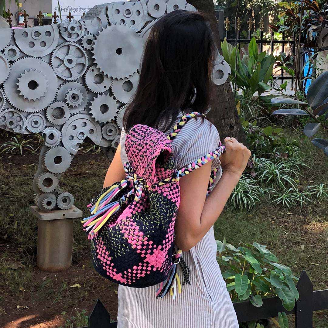 Backpack Hot Pink Navy Color Premium Collection Shoulder carry PROJECT 1000 Shanti Seva Nidhi Trust